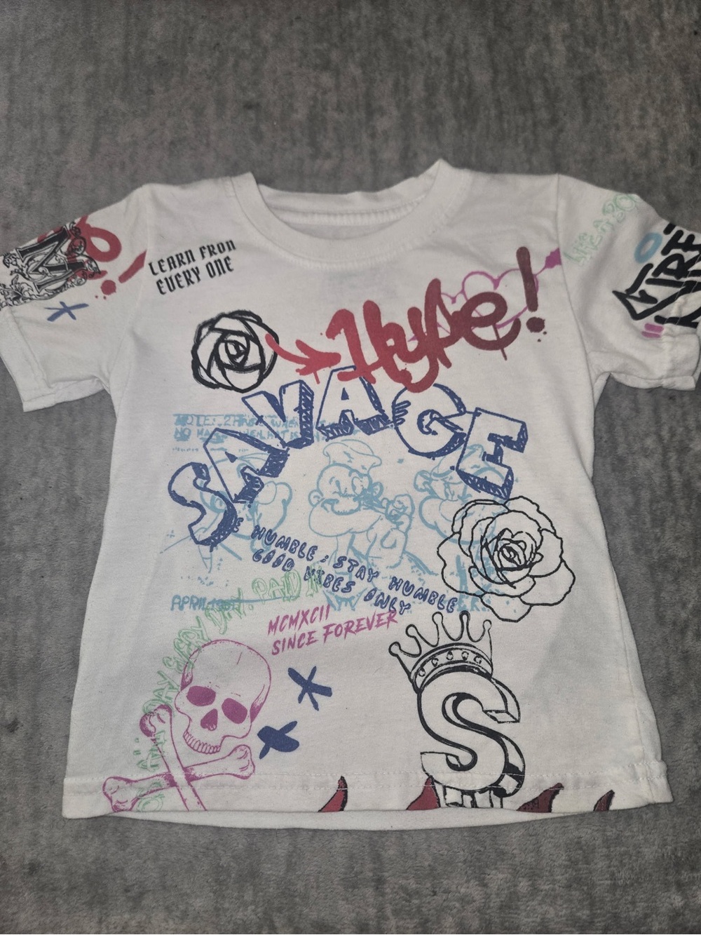 Urban Outfitters White Kids Short-Sleeve Graphic Tee with Multicolor Prints
